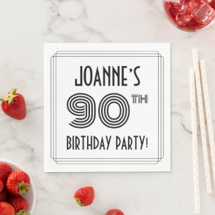 Serviette En Papier Fête d'anniversaire de 90 ans inspirée de l'Art Dé