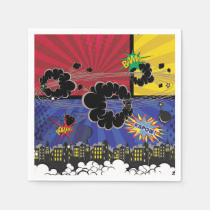 Serviette En Papier Fête d'anniversaire de bande dessinée Pop Art colo