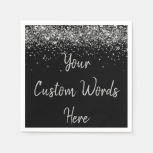 Serviette En Papier Fête d'anniversaire de Black and Silver