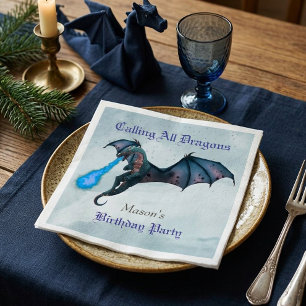 Serviette En Papier Fête d'anniversaire de Blue Dragon