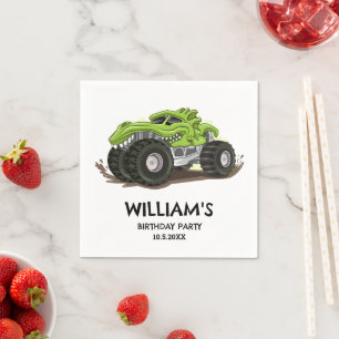 Serviette En Papier Fête d'anniversaire de camion monstre minimal Garç
