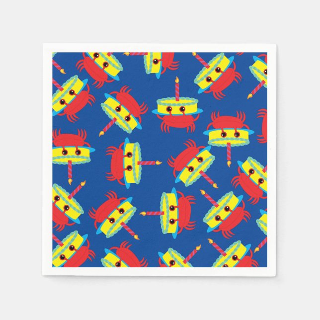 Serviette En Papier Fête d'anniversaire de Crab Beach (Devant)