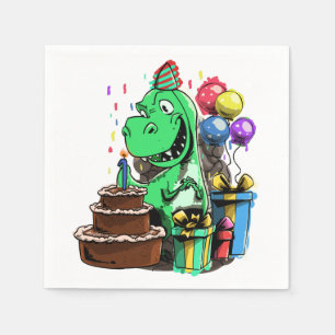 Serviette En Papier Fête d'anniversaire de Dinosaur - 1 an de Tyranno