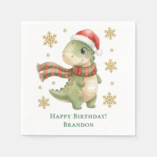 Serviette En Papier Fête d'anniversaire de dinosaure de Noël