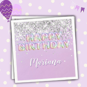 Serviette En Papier Fête d'anniversaire de fille aux paillettes arc-en