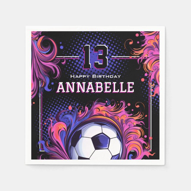 Serviette En Papier Fête d'anniversaire de football (Devant)