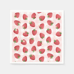 Serviette En Papier Fête d'anniversaire de fraises