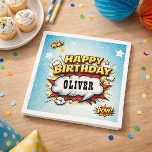 Serviette En Papier Fête d'anniversaire de garçon de style de bande de
