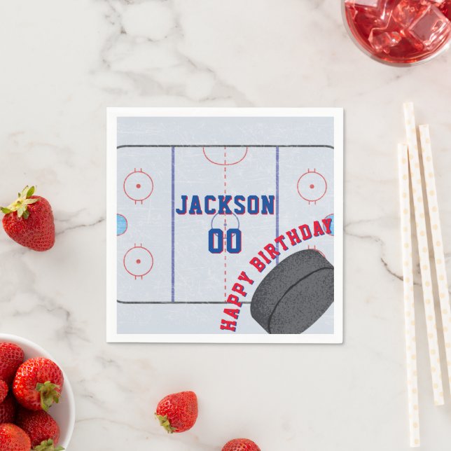 Serviette En Papier Fête d'anniversaire de hockey sur glace (En situation)
