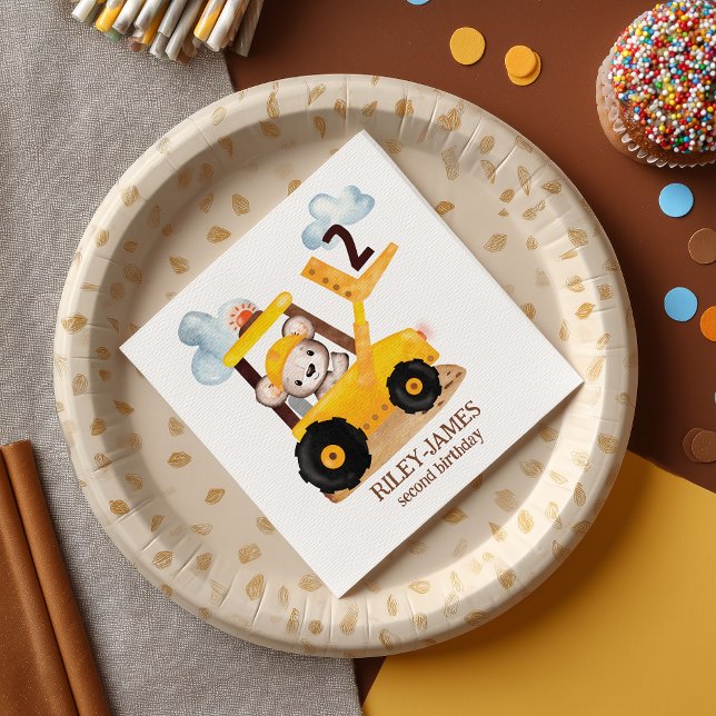 Serviette En Papier Fête d'anniversaire de la construction (Get ready to dig in and celebrate with our 'Under Construction' Birthday party napkins.)