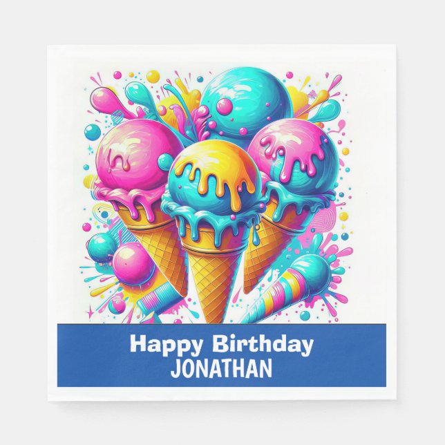 Serviette En Papier fête d'anniversaire de la crème glglace (Devant)