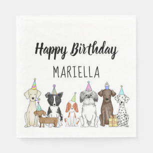 Serviette En Papier Fête d'anniversaire de la petite fille de Chien C