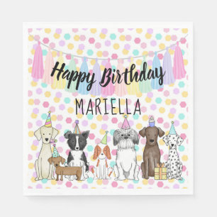 Serviette En Papier Fête d'anniversaire de la petite fille de Chien C