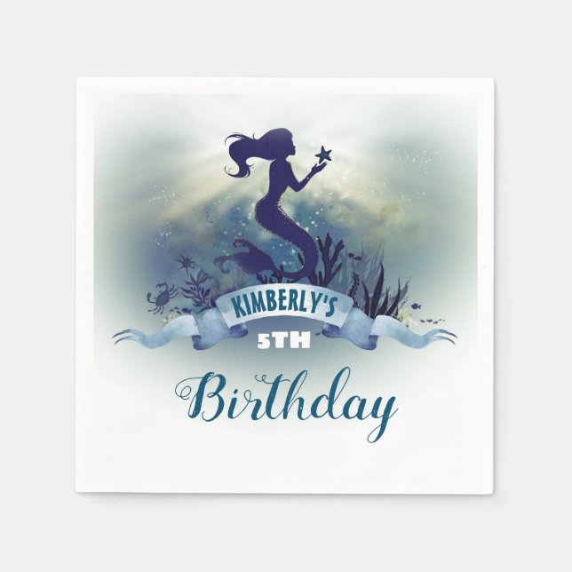 Serviette En Papier Fête d'anniversaire de la sirène (Devant)