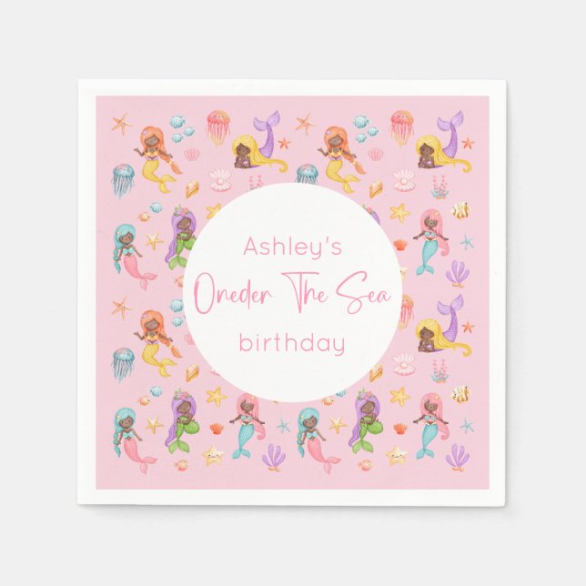 Serviette En Papier Fête d'anniversaire de la sirène (Devant)