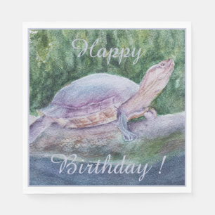 Serviette En Papier Fête d'anniversaire de la tortue tropicale