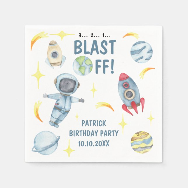 Serviette En Papier Fête d'anniversaire de l'astronaute (Devant)