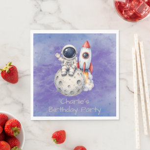 Serviette En Papier Fête d'anniversaire de l'astronaute à l'aquarelle