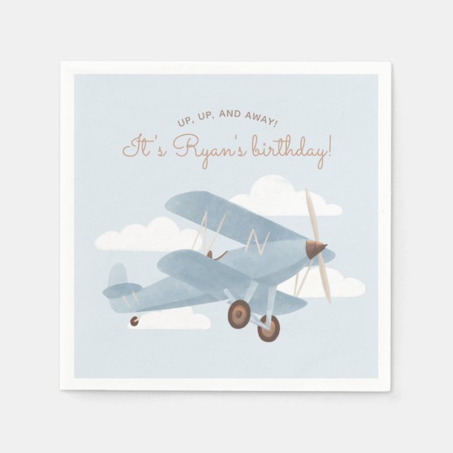 Serviette En Papier Fête d'anniversaire de l'avion Vintage voyage (Devant)