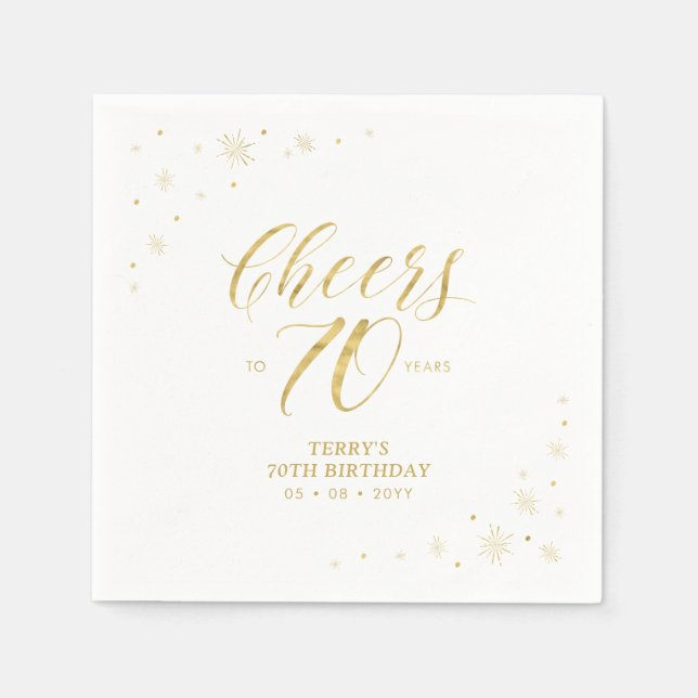 Serviette En Papier Fête d'anniversaire de l'or moderne Sparkle & Chee (Devant)