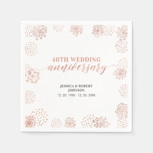 Serviette En Papier Fête d'anniversaire de mariage de 40 ans au rouge