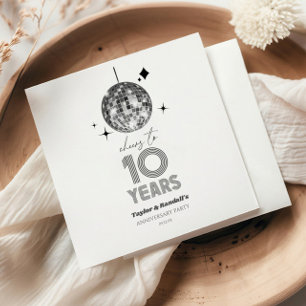 Serviette En Papier Fête d'anniversaire de mariage Disco Cheers 10 Ans