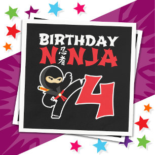Serviette En Papier Fête d'anniversaire de ninja de karaté de 4 ans po