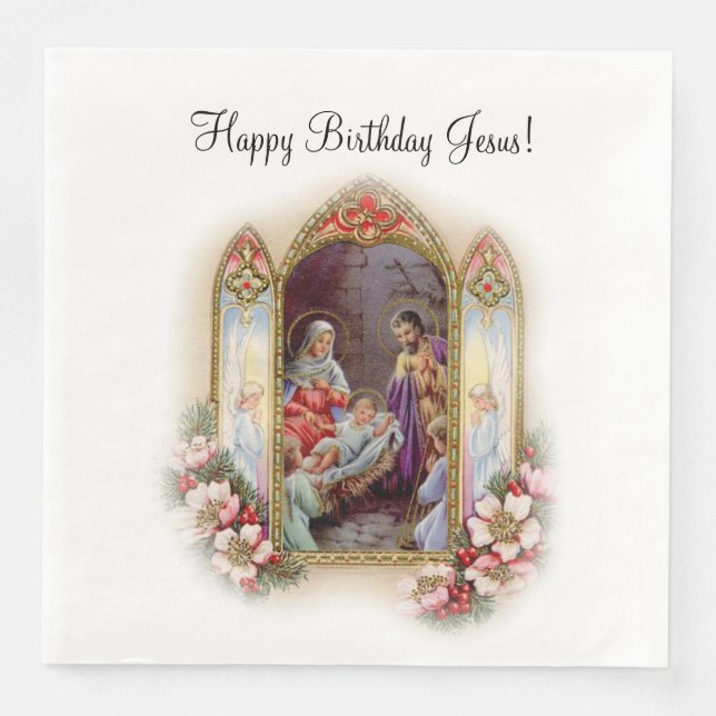 Serviette En Papier Fête d'anniversaire de Noël pour Jésus (Devant)