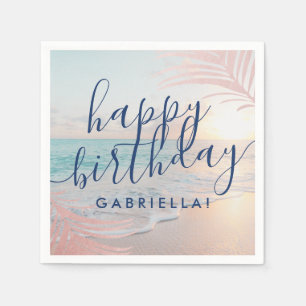 Serviette En Papier Fête d'anniversaire de plage Cocktail personnalisé