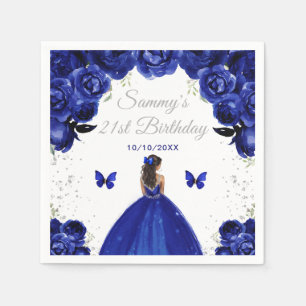 Serviette En Papier Fête d'anniversaire de princesse à peau foncée ble