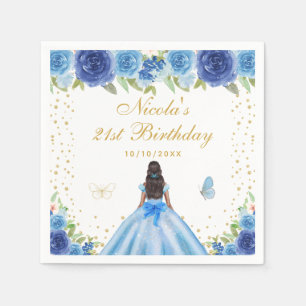 Serviette En Papier Fête d'anniversaire de princesse à peau foncée et