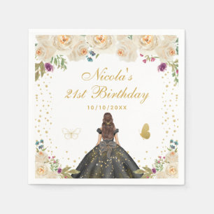 Serviette En Papier Fête d'anniversaire de princesse aux cheveux bruns