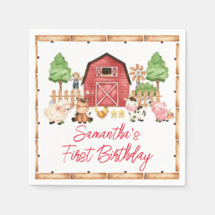 Serviette En Papier Fête d'anniversaire de Red Farm Animaux