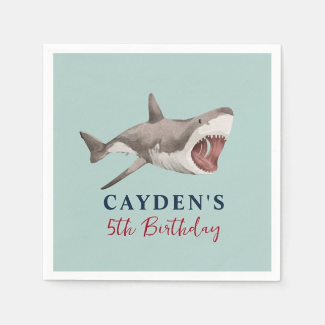 Serviette En Papier Fête d'anniversaire de requins (Devant)