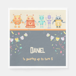 Serviette En Papier Fête d'anniversaire de robots