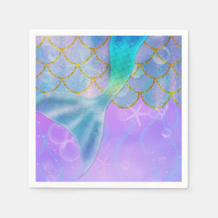 Serviette En Papier Fête d'anniversaire de sirène Iridescent Pearl Shi