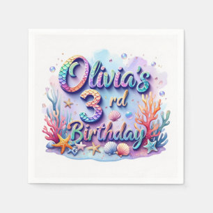 Serviette En Papier Fête d'anniversaire de sirène – Nappe de fête sous