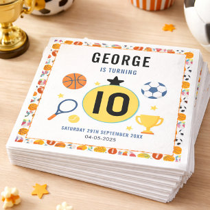 Serviette En Papier Fête d'anniversaire de sports modernes pour garçon