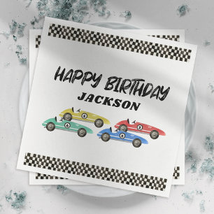 Serviette En Papier Fête d'anniversaire de voiture de course