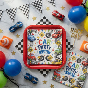 Serviette En Papier Fête d'anniversaire de voiture de course amusante 