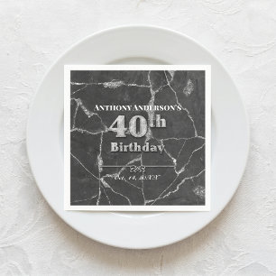 Serviette En Papier Fête d'anniversaire des 40 ans en marbre