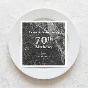 Serviette En Papier Fête d'anniversaire des 70 ans en marbre
