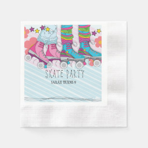 Serviette En Papier Fête d'anniversaire des filles de patinage à roule