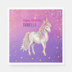 Serviette En Papier Fête d'anniversaire des Filles Paillettes Licorne