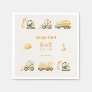 Serviette En Papier Fête d'anniversaire des garçons avec camion à benn