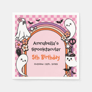Serviette En Papier Fête d'anniversaire d'Halloween rose pour les enfa