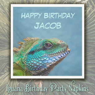 Serviette En Papier Fête d'anniversaire d'Iguana