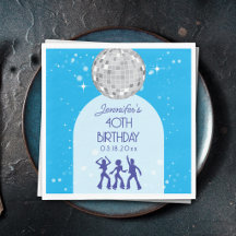 Fête d'anniversaire disco bleu rétro 70s 80s