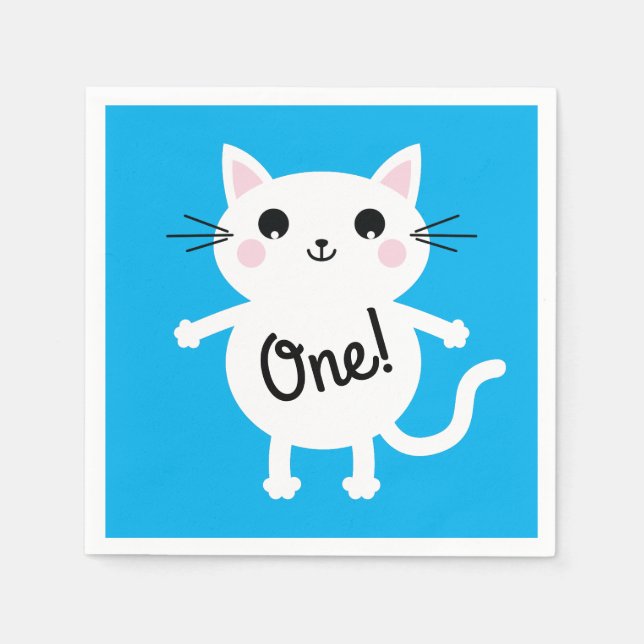 Serviette En Papier Fête d'anniversaire du chat (Devant)