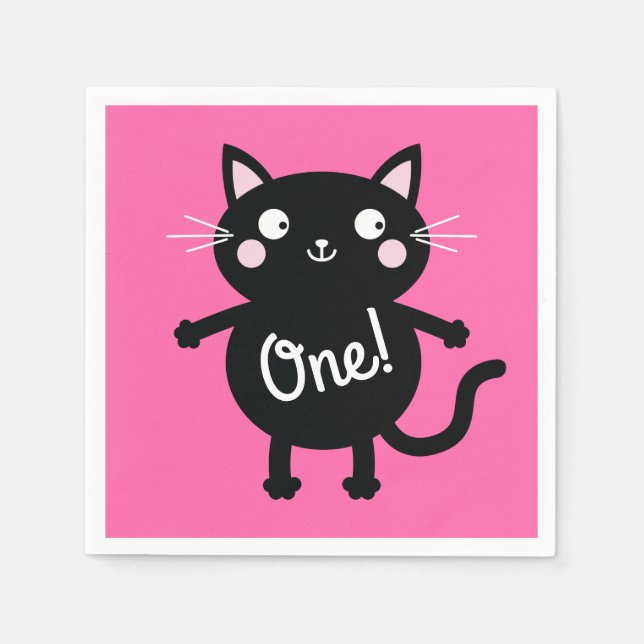 Serviette En Papier Fête d'anniversaire du chat (Devant)